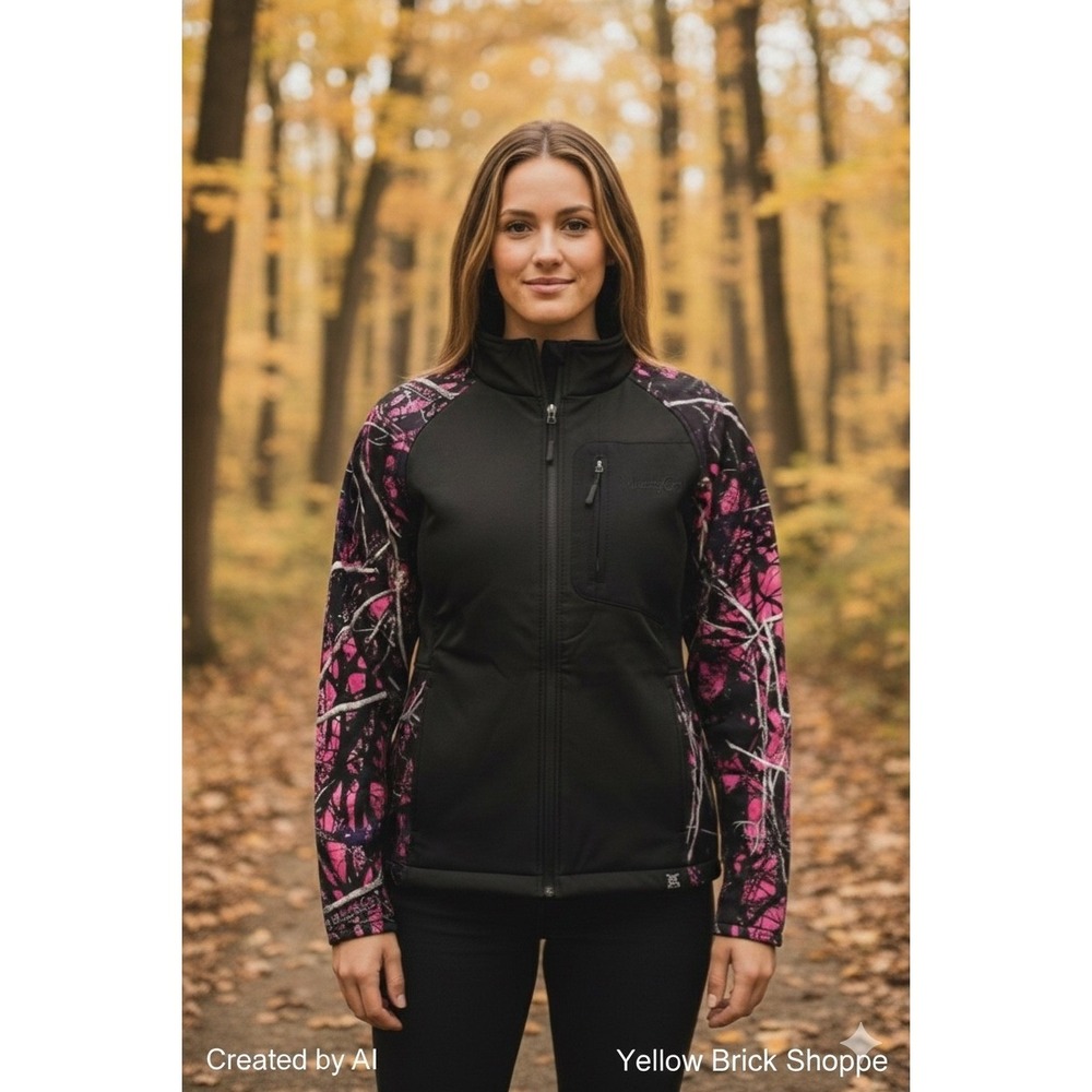 Moonshine Muddy Girl Camo Softshell Jacket –‎ Medium – Black/Pink/Purple